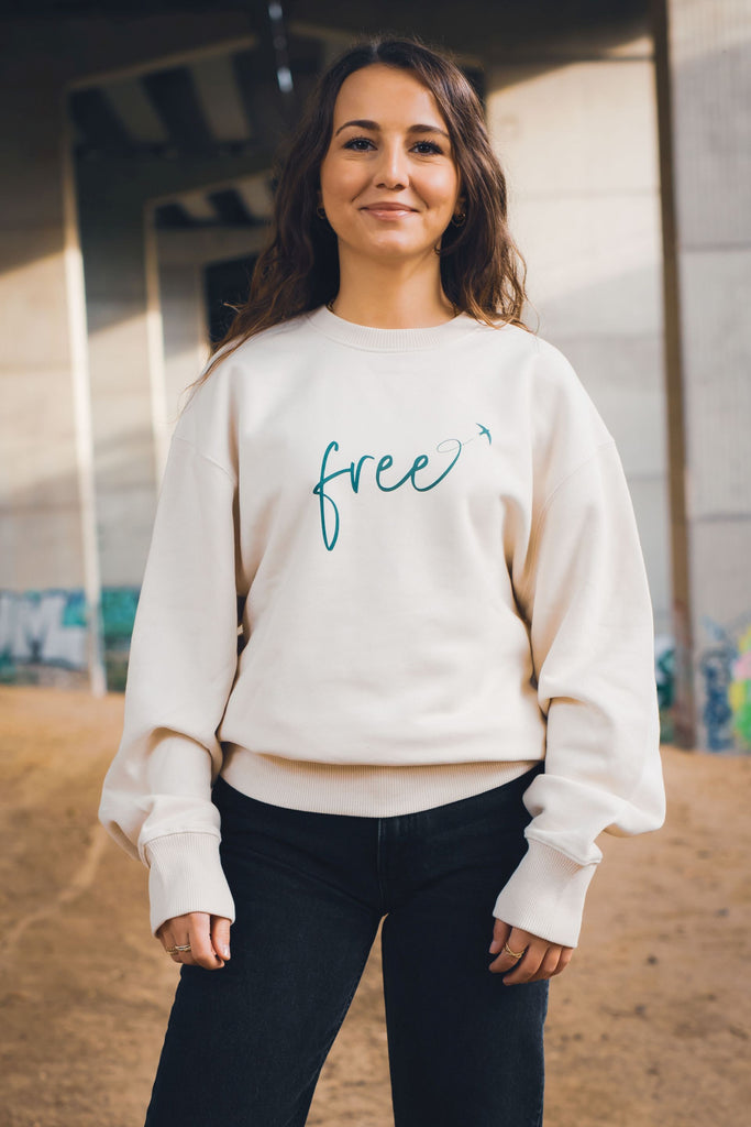 Free Organic Oversized Sweatshirt in natürlichem Baumwollton – Vorderansicht