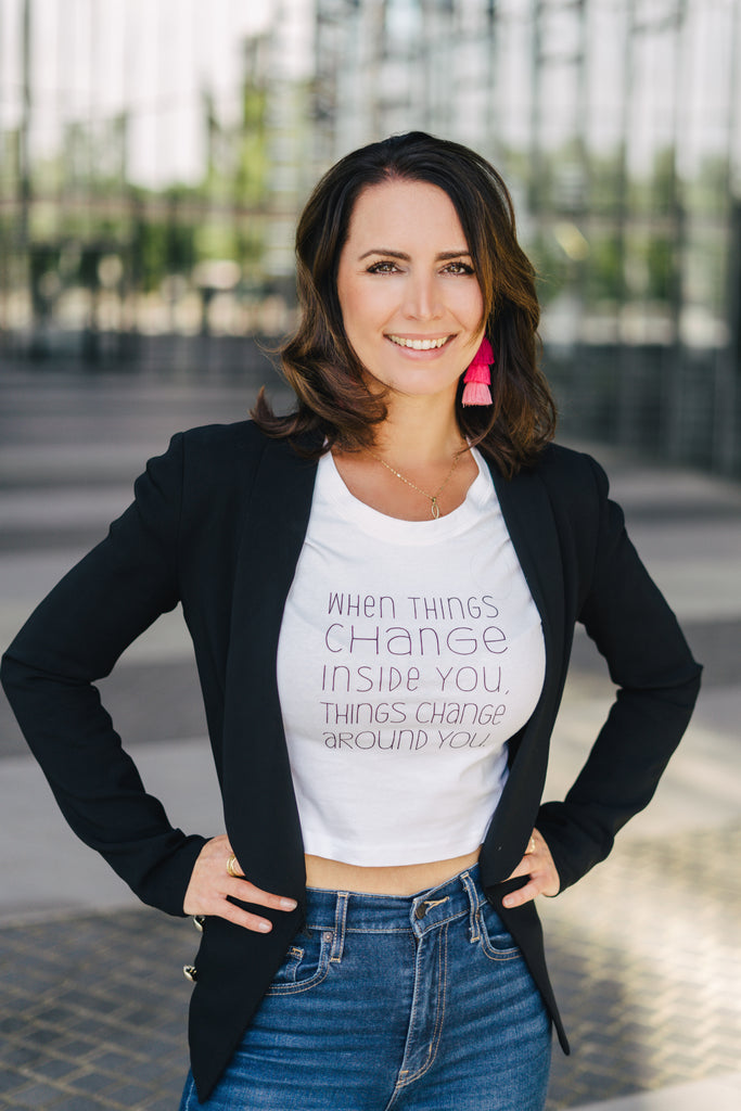 When Things Change Inside You – Damen Crop Top mit inspirierendem Statement